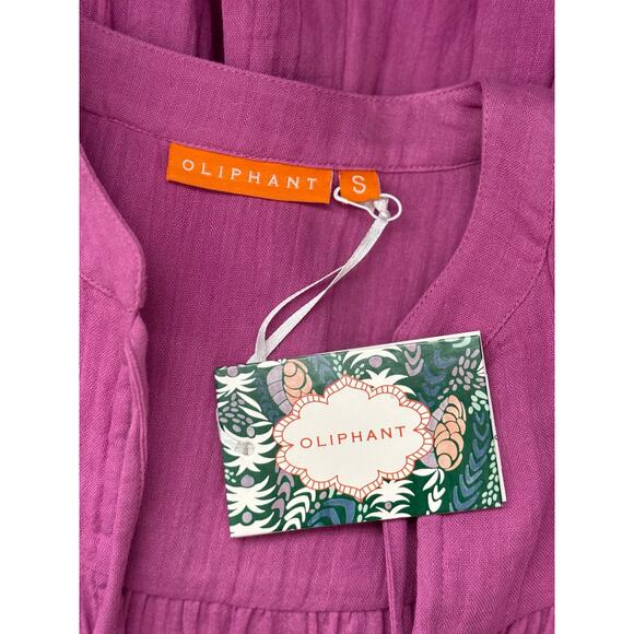 NWT Oliphant Bahama Smocked Drop Mini Dress Cotton Gauze Beach Purple Small - Picture 6 of 7